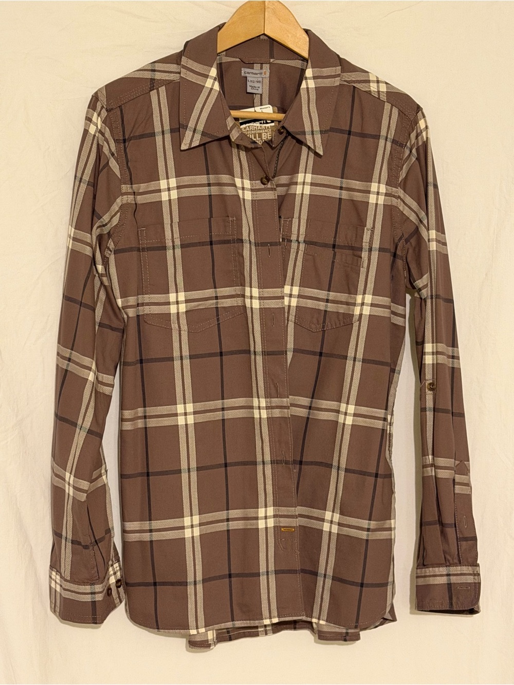 Carhartt Women's Fairview Long Sleeve Plaid Button Up Shirt Size Large